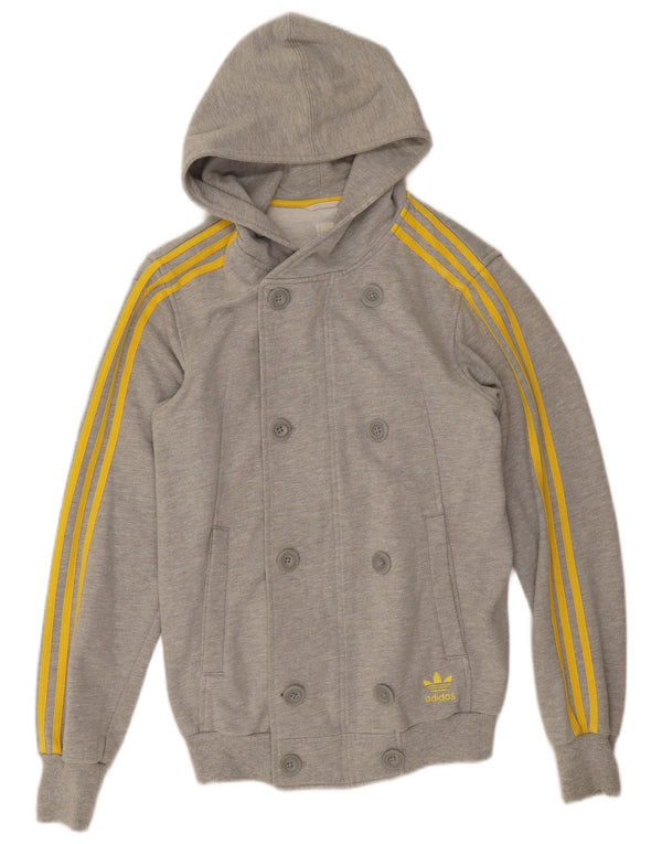Adidas Mens Hooded Tracksuit Top Jacket Small Grey Cotton