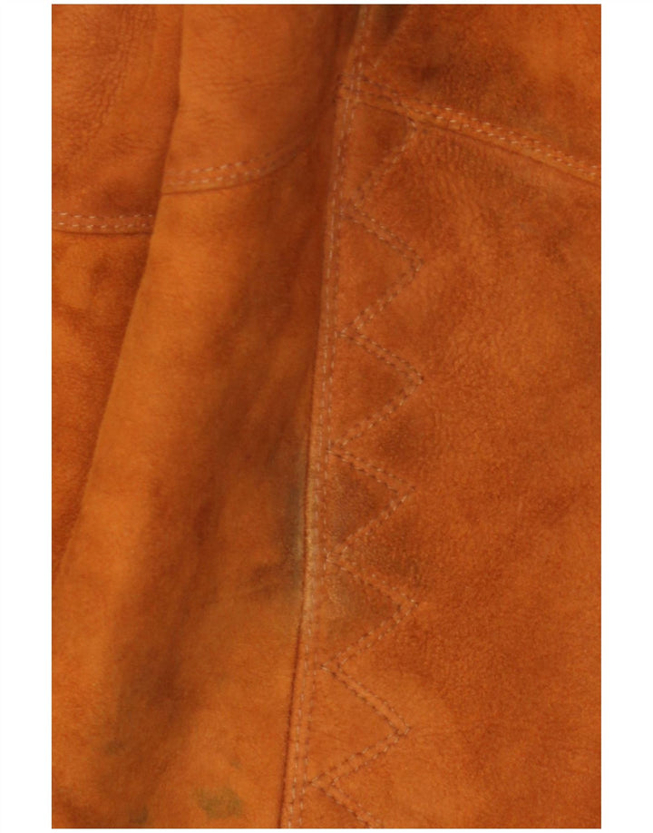 Vintage Womens Loose Fit Shearling Coat IT 48 XL Brown Leather