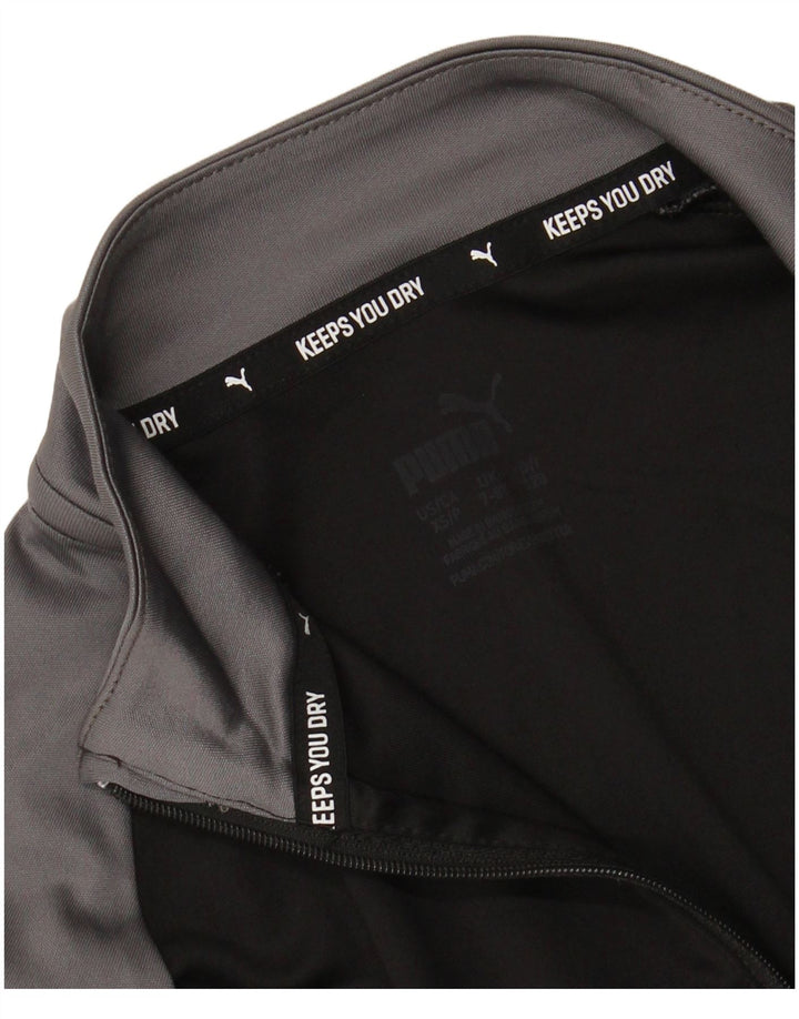 PUMA Boys Graphic Pullover Tracksuit Top 7-8 Years Black Colourblock