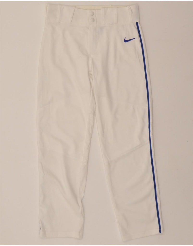 NIKE Boys Straight Casual Trousers 12-13 Years Large W28 L26 White Vintage Nike and Second-Hand Nike from Messina Hembry 
