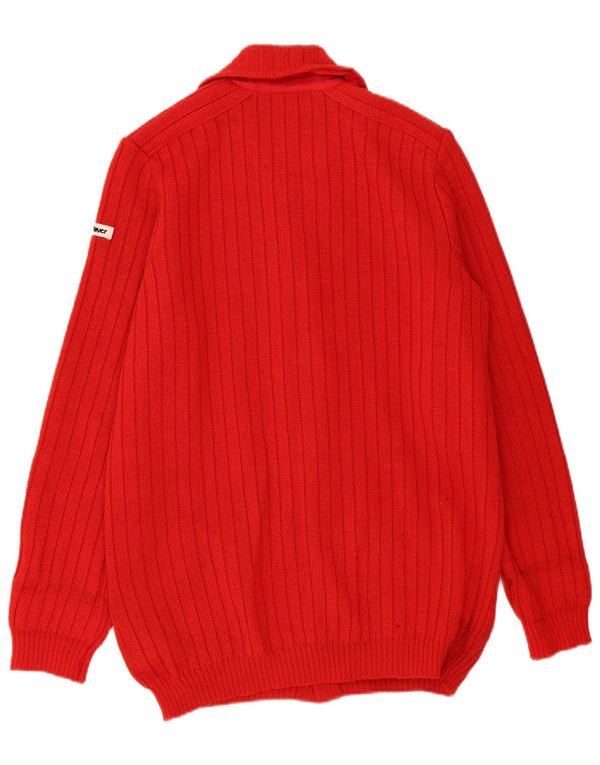 Vintage Mens Cardigan Sweater UK 46 XL Red Wool