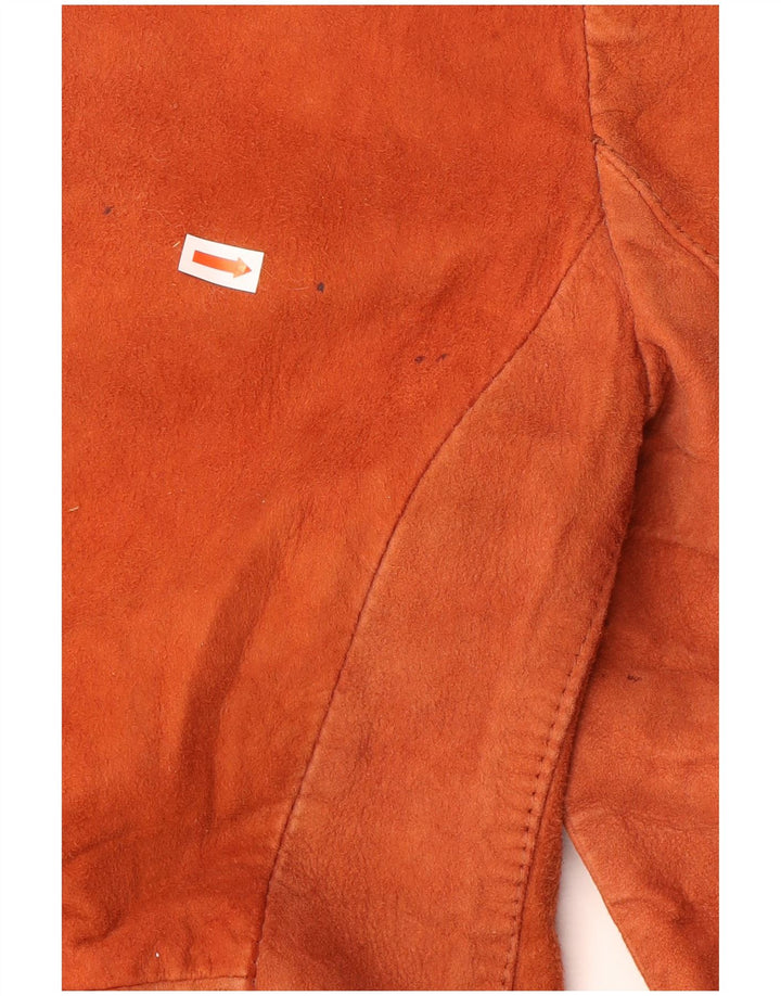 Vintage Womens Suede Jacket IT 38 XS Orange
