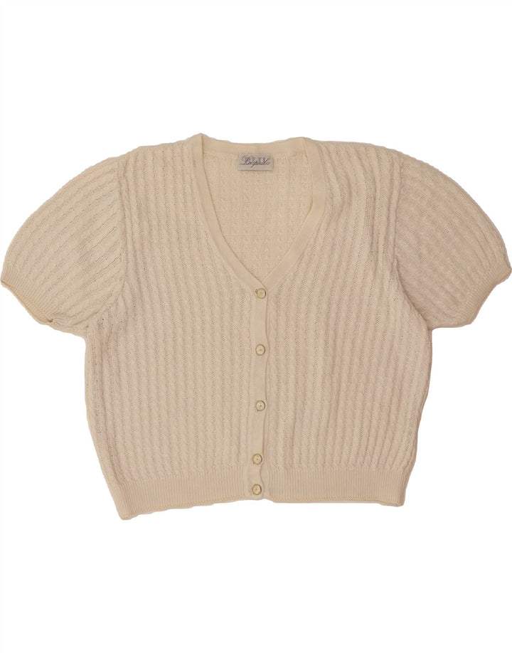 LA PERLA Womens Short Sleeve Cardigan Sweater UK 16 Large White Vintage La Perla and Second-Hand La Perla from Messina Hembry 