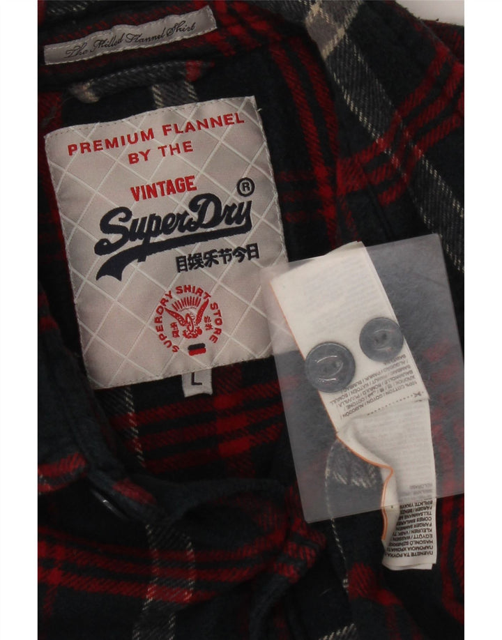 SUPERDRY Mens Flannel Shirt Large Black Check Cotton