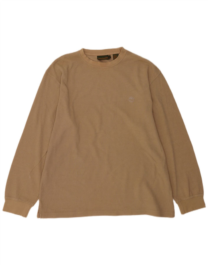 Timberland Mens Top Long Sleeve Large Brown Cotton