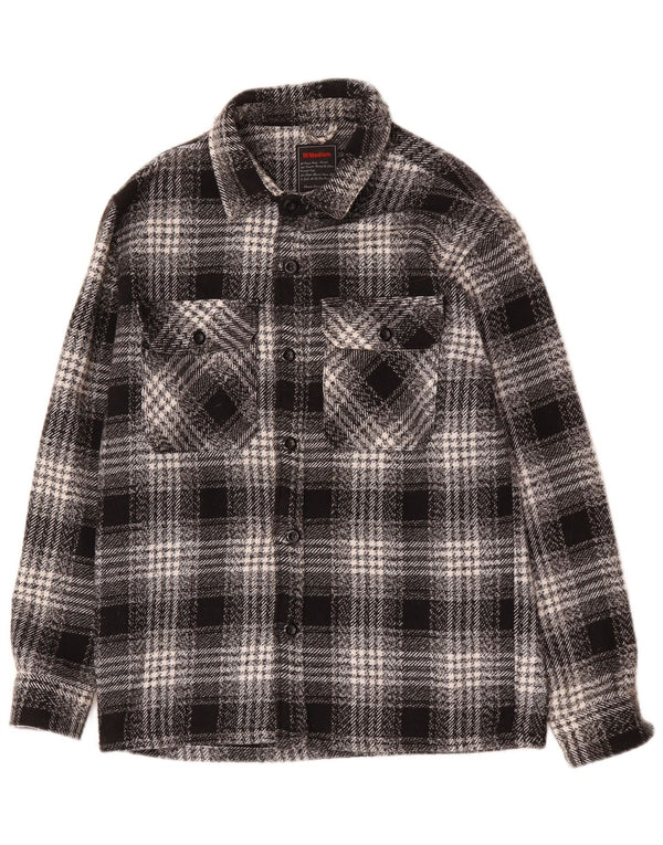 Vintage Mens Overshirt Flannel Shirt Medium Black Check Cotton
