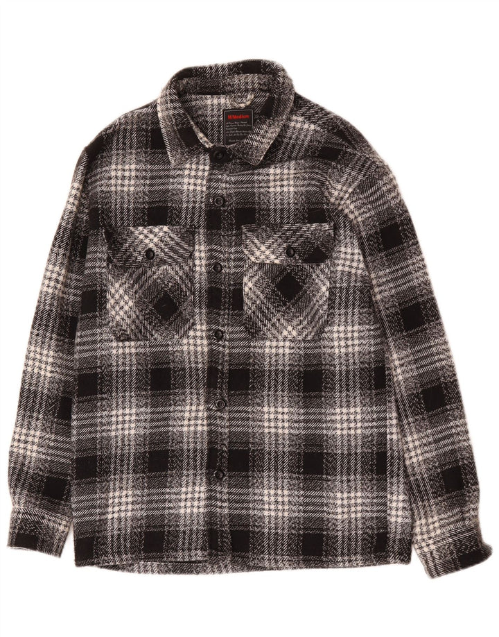 Vintage Mens Overshirt Flannel Shirt Medium Black Check Cotton