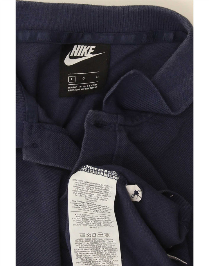 Nike Mens Polo Shirt Large Navy Blue Cotton