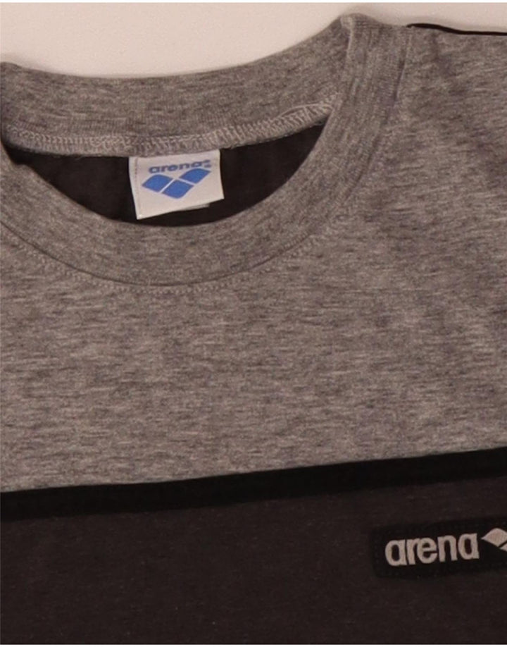 ARENA Mens T-Shirt Top Medium Grey Colourblock Cotton