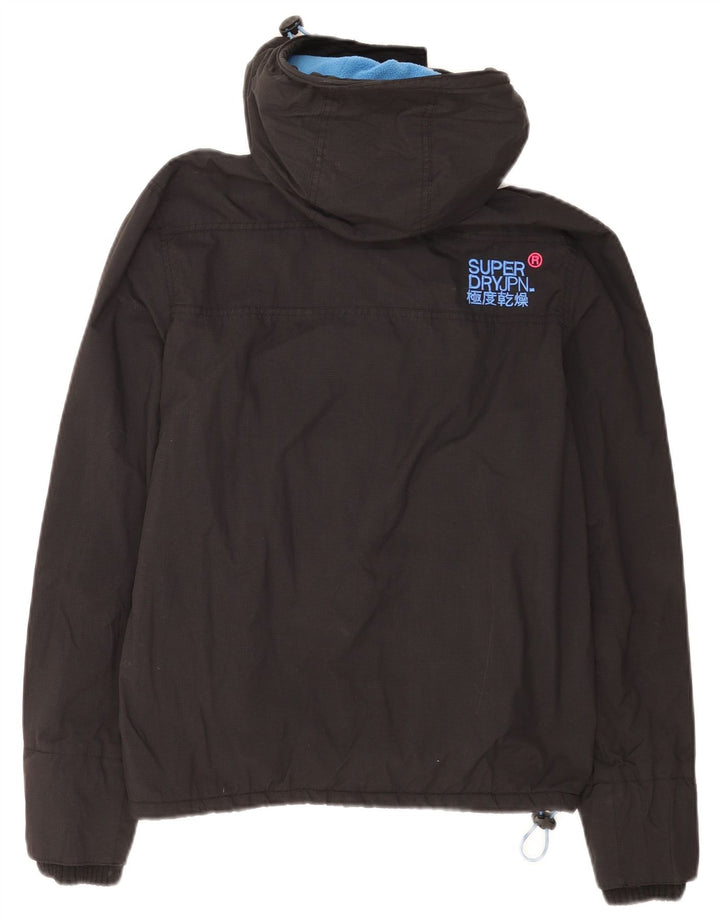 Superdry Womens Windcheater Hooded Windbreaker Jacket UK 14 Large Black