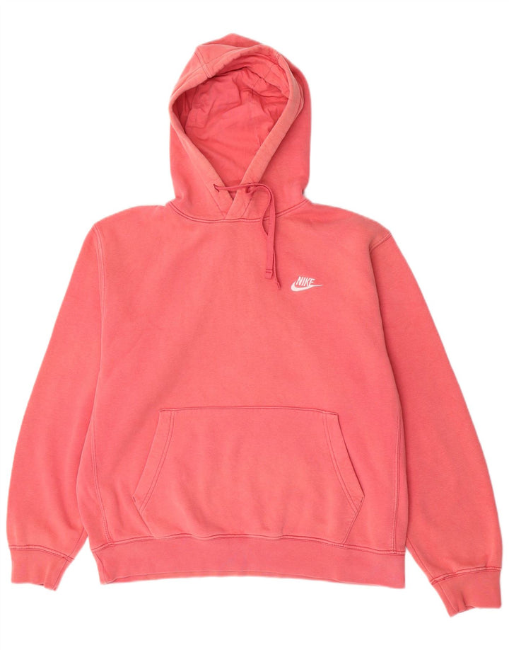 Nike Womens Oversized Hoodie Jumper UK 14 Medium Pink Cotton