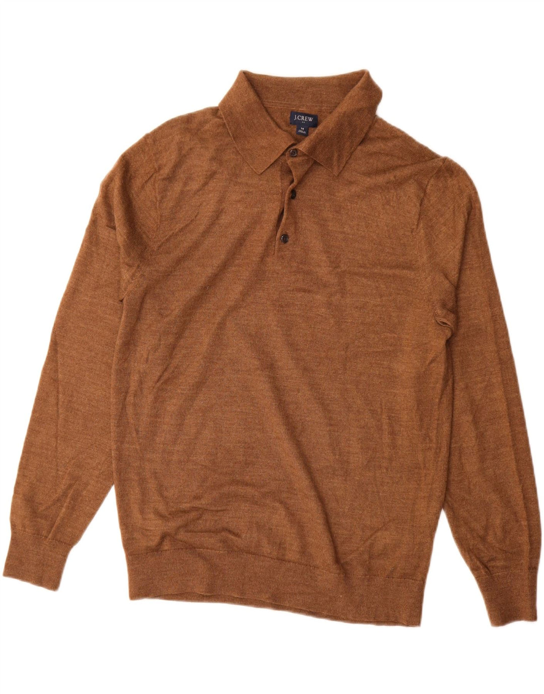 J. CREW Mens Polo Neck Jumper Sweater Medium Brown Acrylic