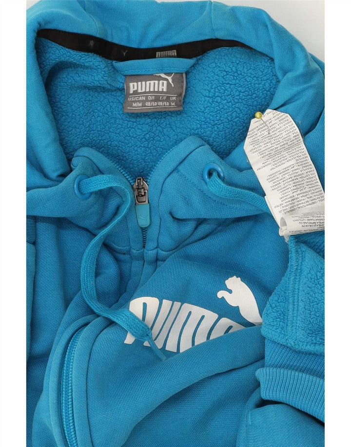 Puma Mens Graphic Zip Hoodie Sweater Medium Blue Cotton