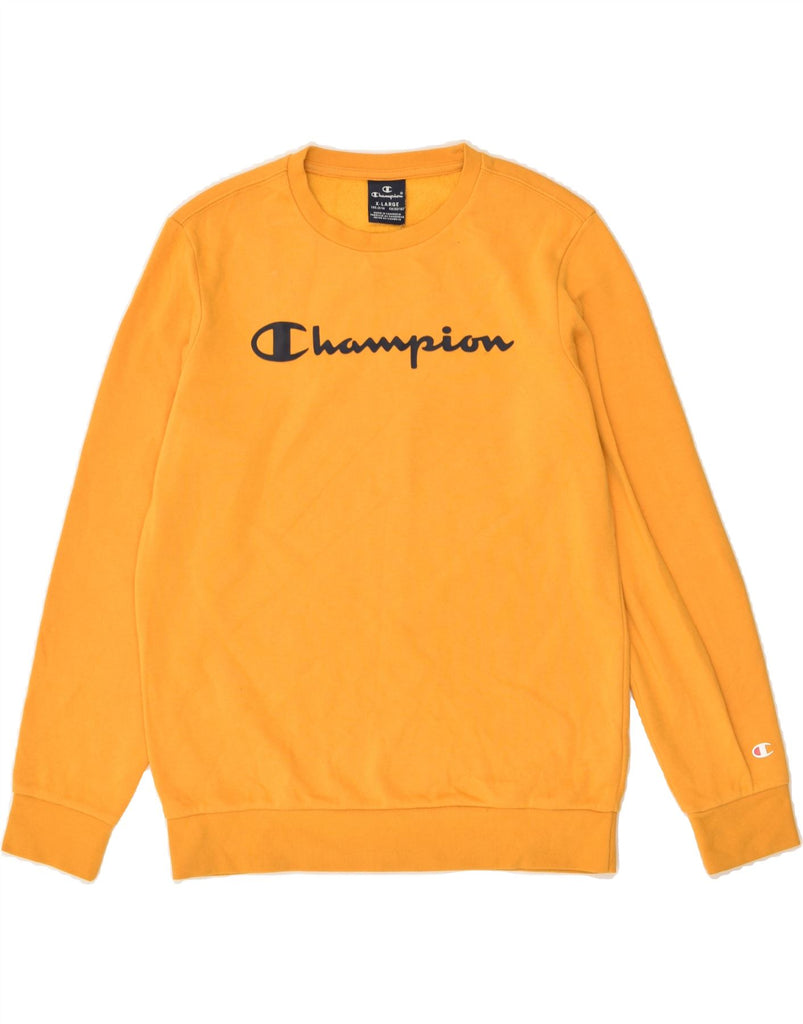 CHAMPION Boys Graphic Sweatshirt Jumper 13-14 Years XL  Yellow Cotton | Vintage Champion | Thrift | Second-Hand Champion | Used Clothing | Messina Hembry 