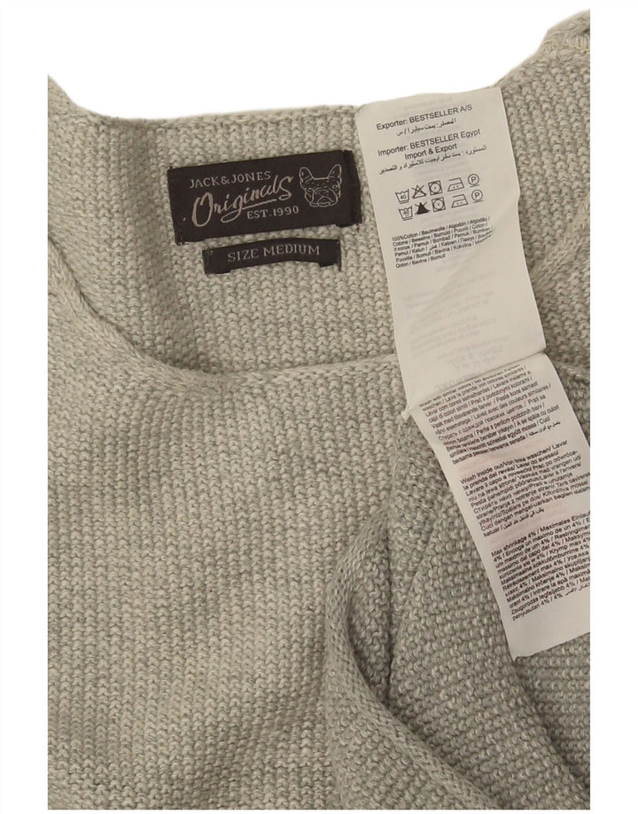 Jack & Jones Mens Crew Neck Jumper Sweater Medium Grey Cotton