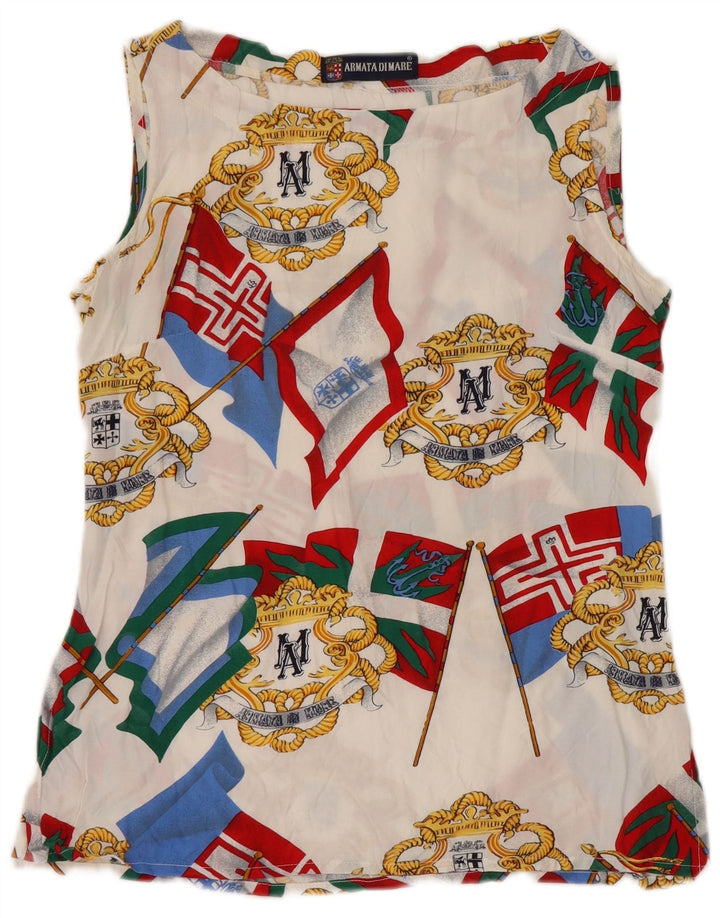 Armata Di Mare Womens Abstract Pattern Blouse Top IT 44 Medium White