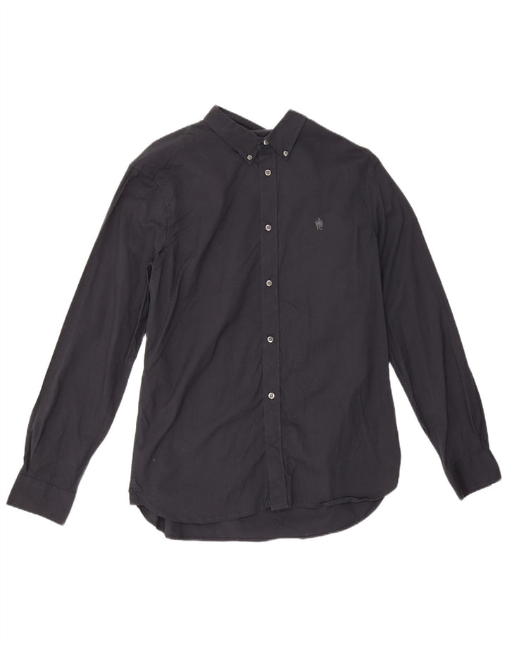 French Connection Mens Shirt Large Black Cotton