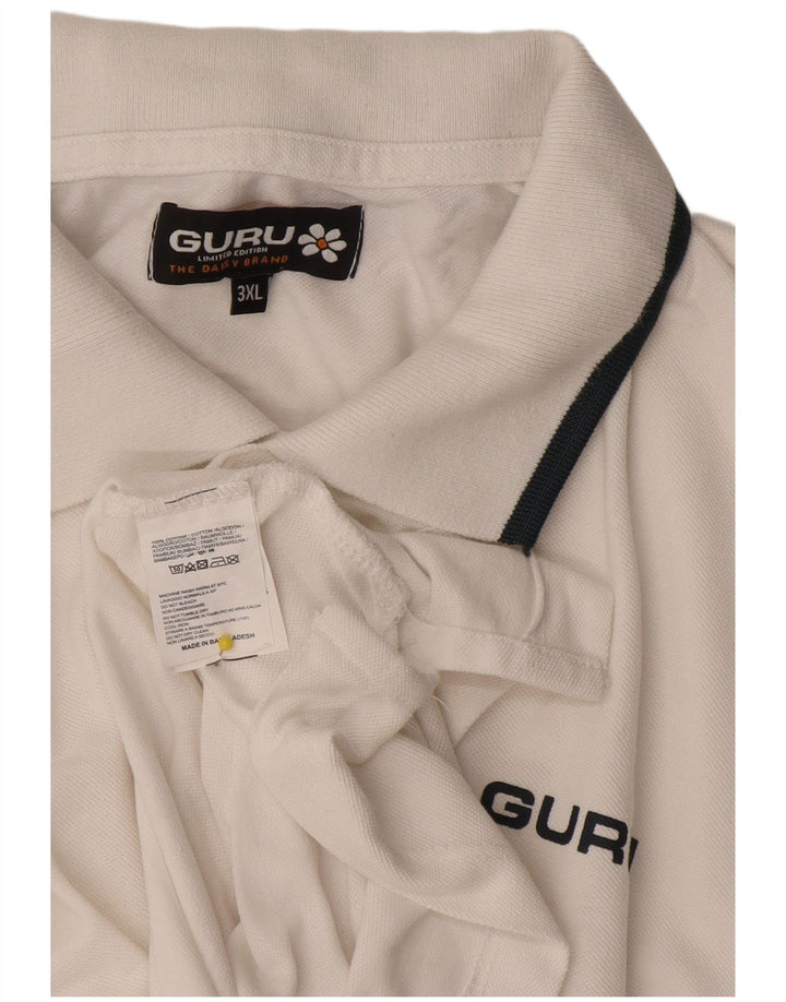Guru Mens Polo Shirt 3XL White Cotton