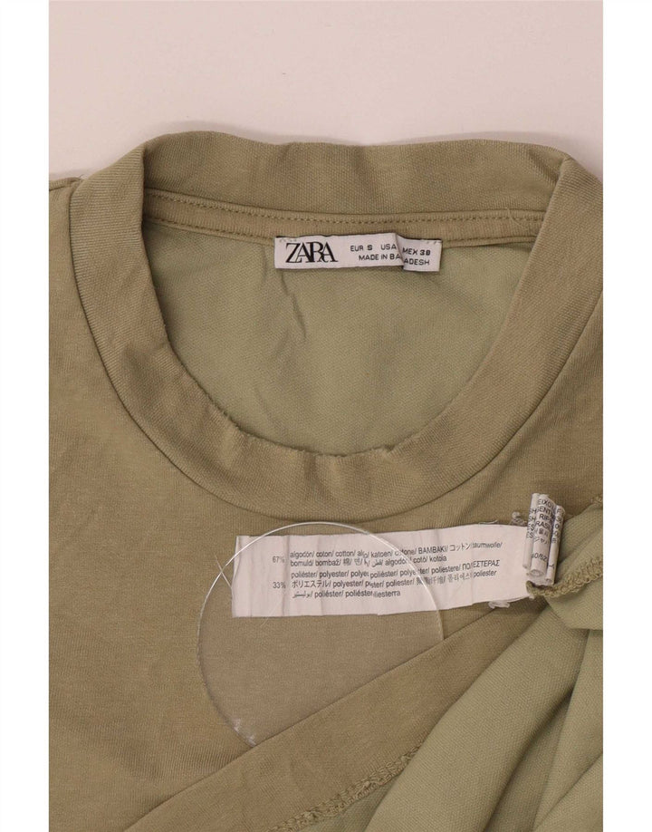 Zara Mens T-Shirt Top Small Khaki Cotton