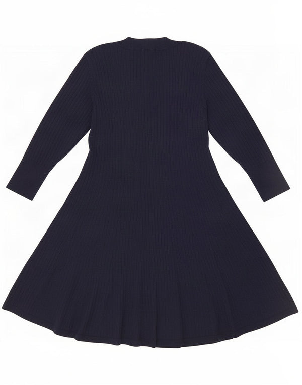 Monsoon Womens Jumper Dress UK 16 Large Navy Blue Polyester