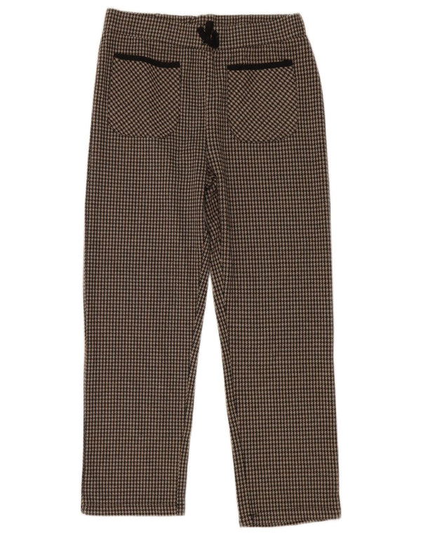 Zara Girls Straight Casual Trousers 11-12 Years W28 L22 Brown Houndstooth