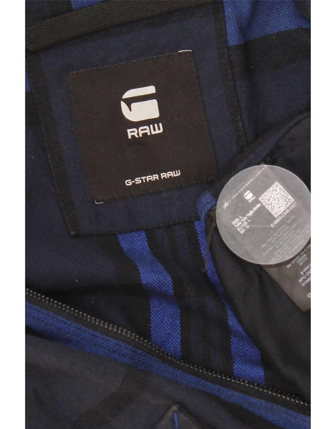 G-Star Mens Utility Jacket UK 40 Large Navy Blue Check Cotton