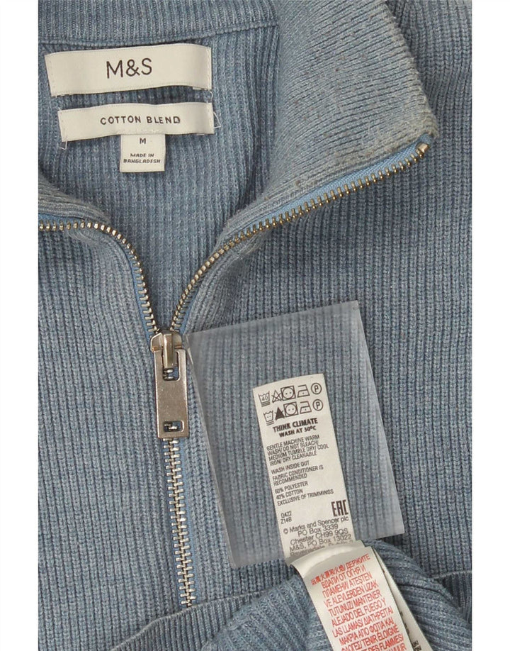 Marks & Spencer Mens Cardigan Sweater Medium Blue Polyester
