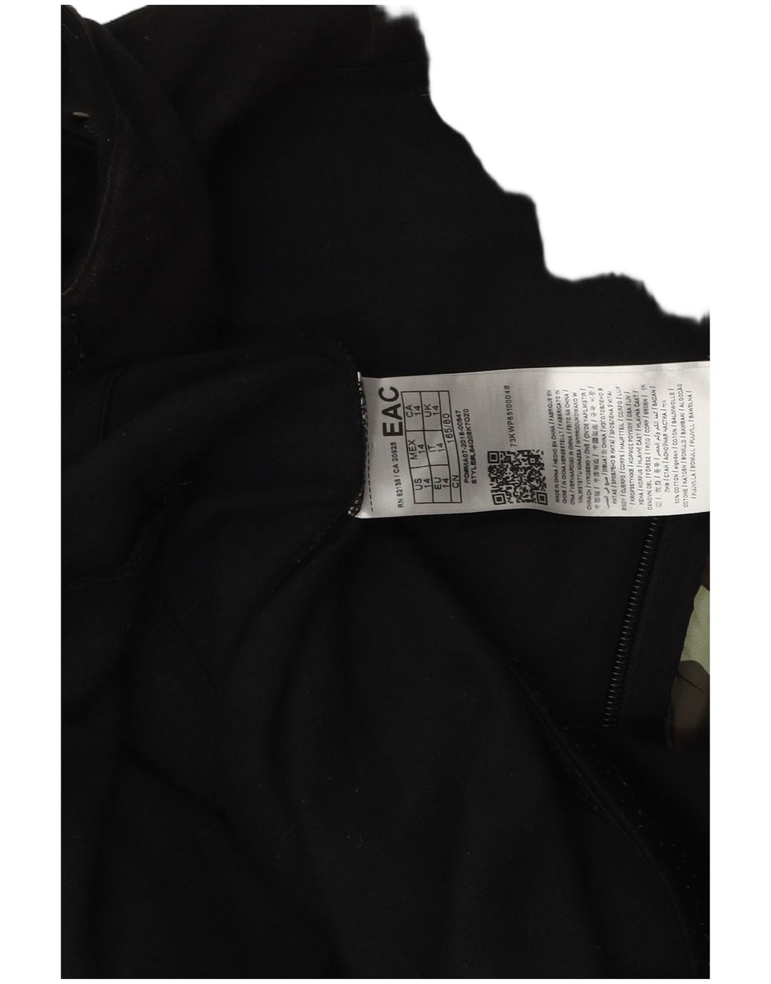 Guess Boys Zip Hoodie Sweater 13-14 Years Black Camouflage Cotton