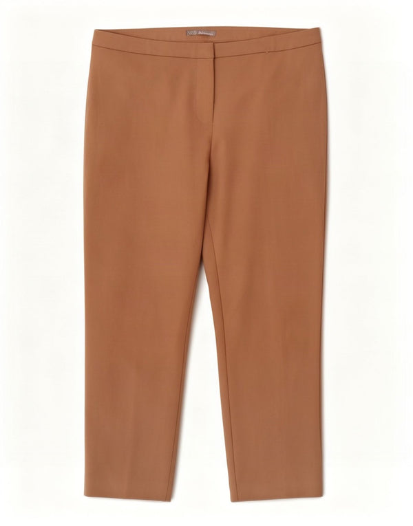 Marks & Spencer Womens Tapered Cropped Trousers UK 16 Large W34 L25 Beige
