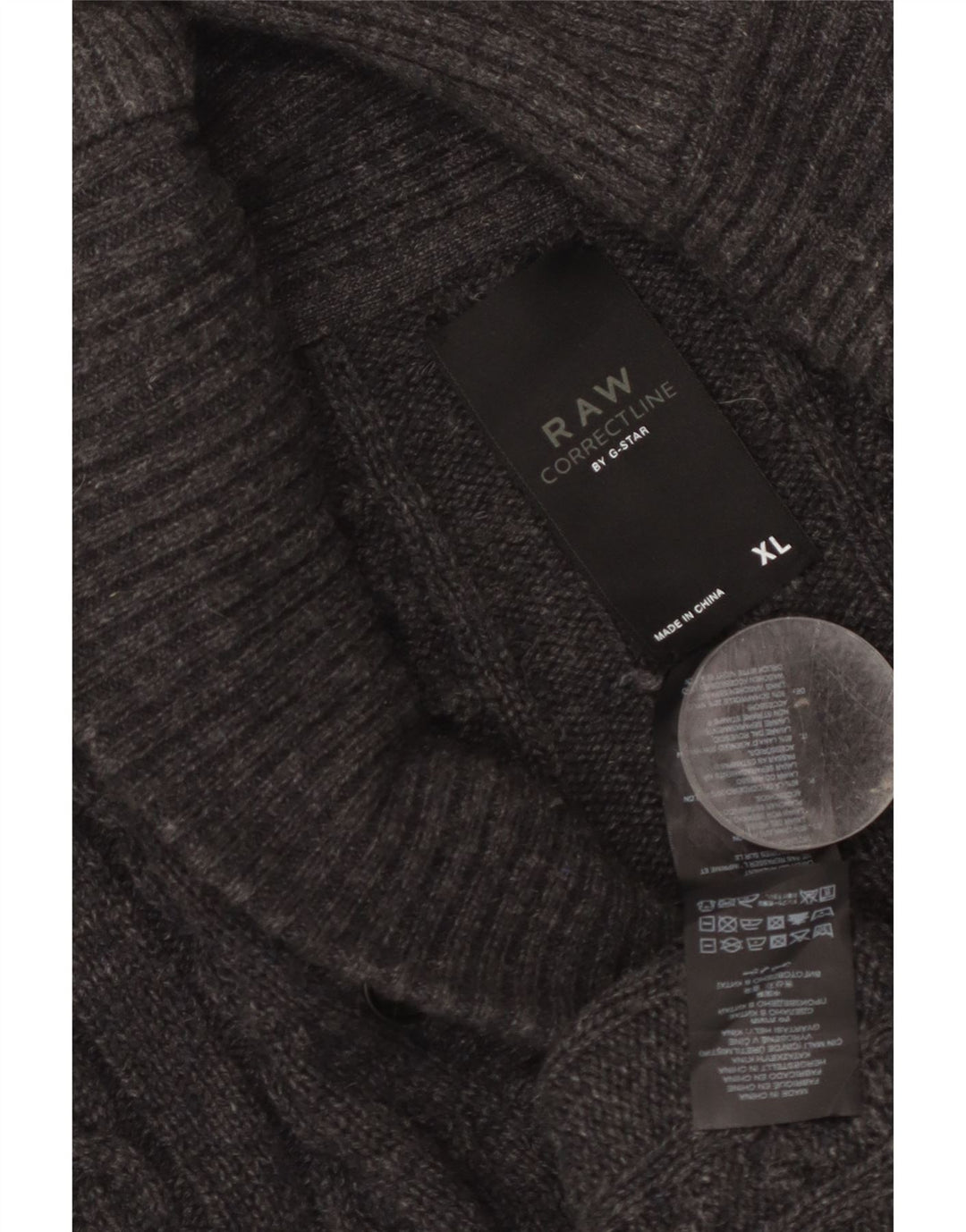 G-Star Mens Cardigan Sweater XL Grey Lambswool