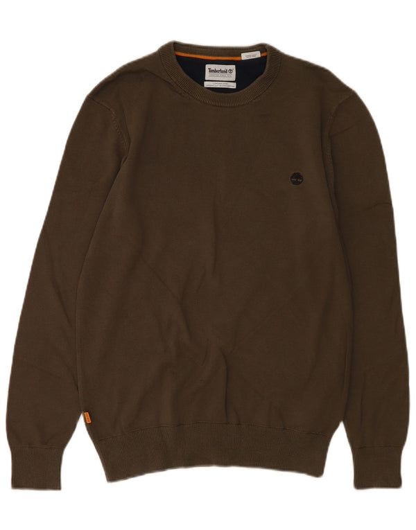 Timberland Mens Crew Neck Jumper Sweater Small Khaki Cotton