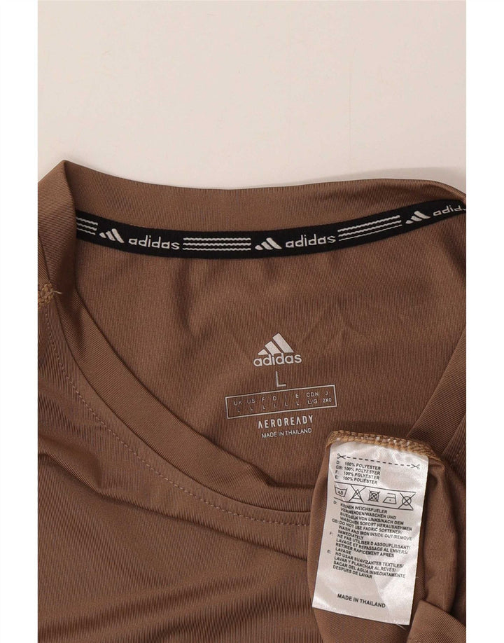 Adidas Mens Aeroready Graphic T-Shirt Top Large Brown Polyester