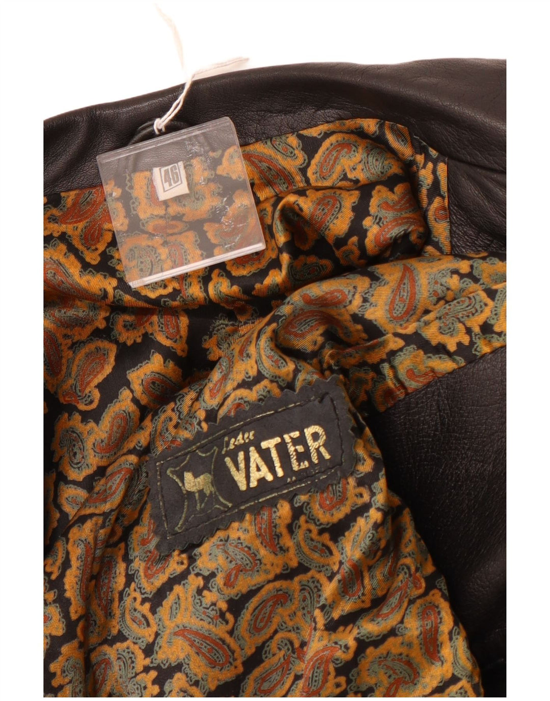 Vintage Mens Leather Jacket IT 46 Small Black Leather