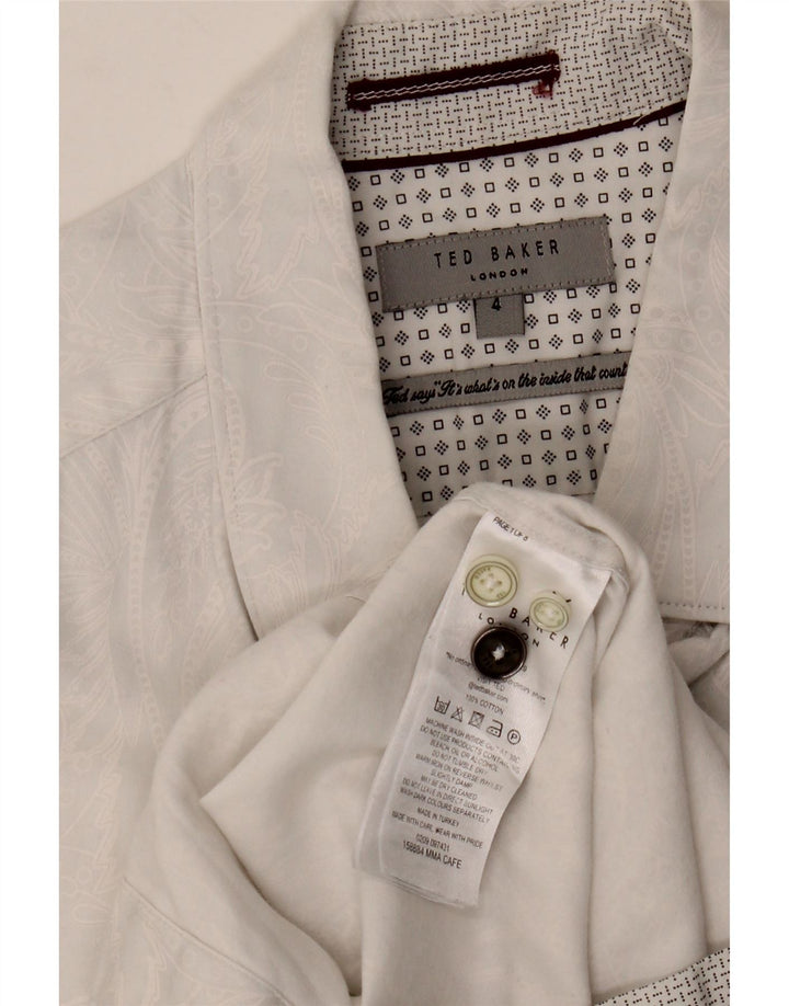 Ted Baker Mens Shirt Size 4 Large White Paisley Cotton