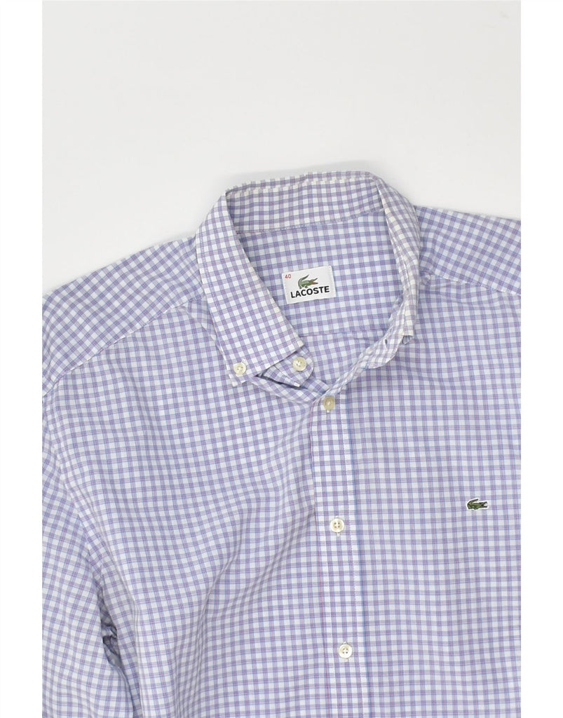 LACOSTE Mens Shirt Size 40 Medium Blue Gingham Cotton | Vintage Lacoste | Thrift | Second-Hand Lacoste | Used Clothing | Messina Hembry 