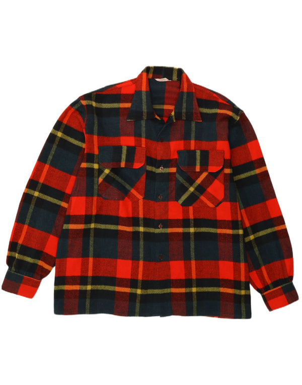 Vintage Mens Overshirt Flannel Shirt 2XL Red Plaid