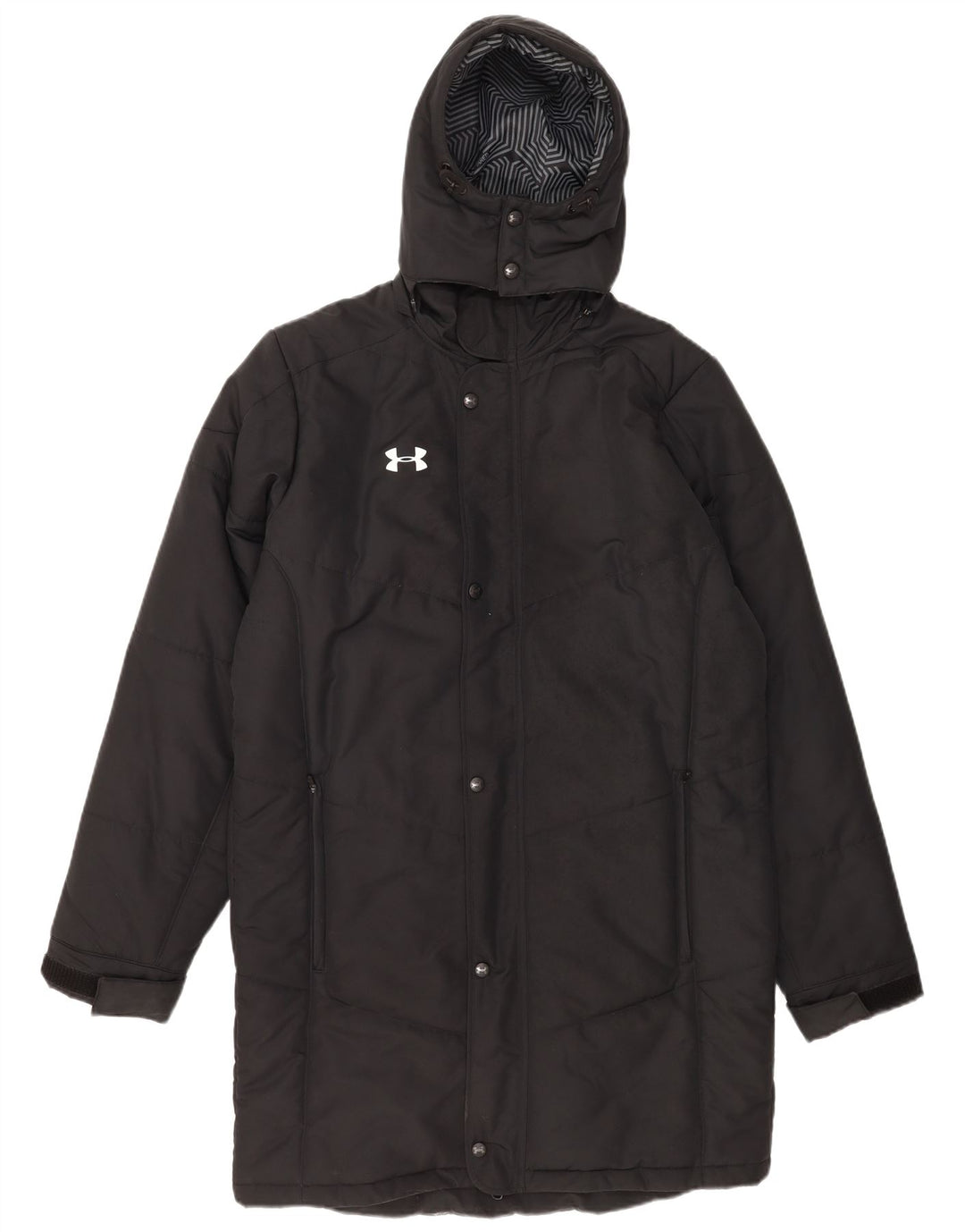 Under Armour Mens Cold Gear Hooded Padded Coat UK 38 Medium Black Polyester