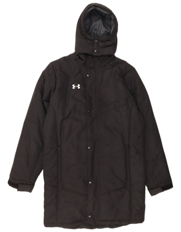 Under Armour Mens Cold Gear Hooded Padded Coat UK 38 Medium Black Polyester