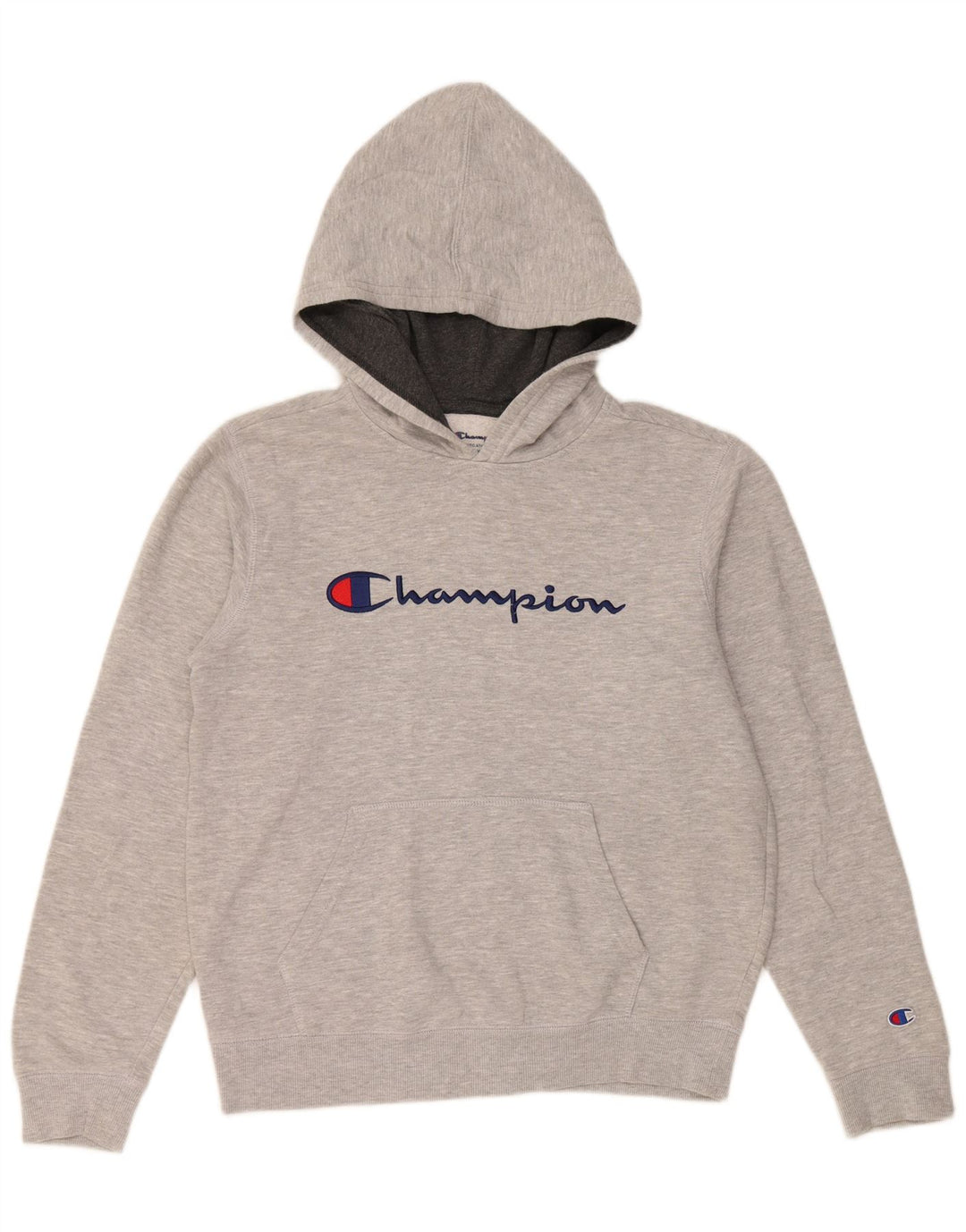 CHAMPION Womens Graphic Hoodie Jumper UK 18 XL Grey Flecked Cotton