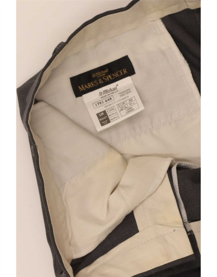 Marks & Spencer Mens Pegged Suit Trousers W38 L33 Grey Wool