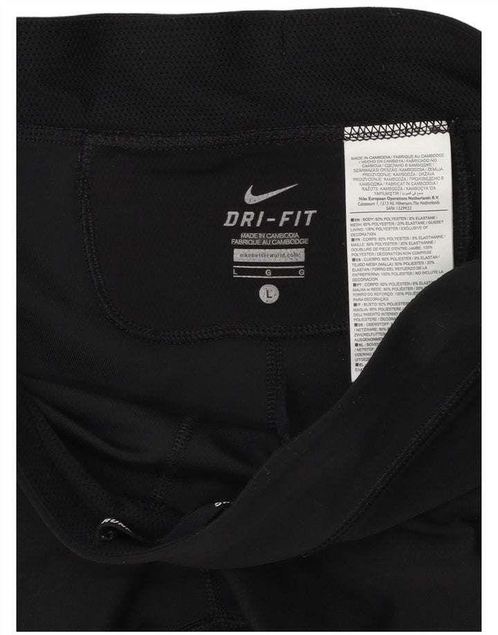 Nike Womens Dri Fit Capri Leggings UK 14 Large  Black Polyester