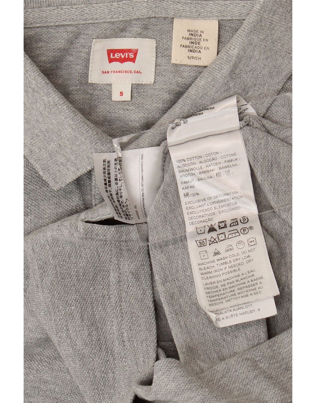 LEVI'S Mens Polo Shirt Small Grey Cotton
