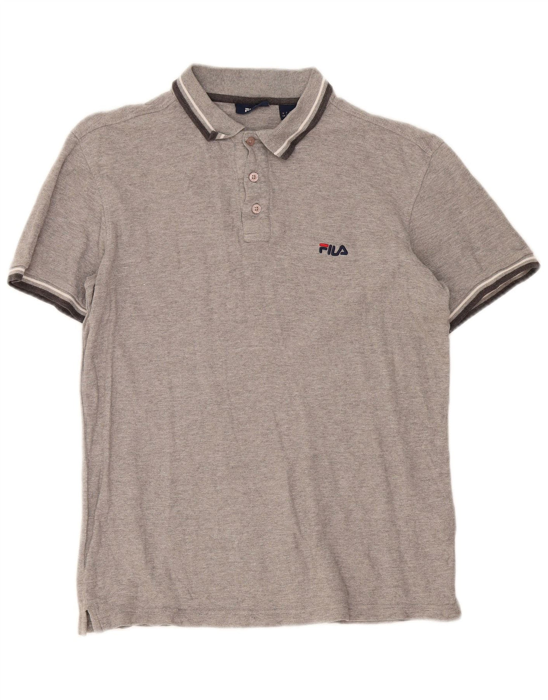 Fila Mens Polo Shirt Small Grey Striped