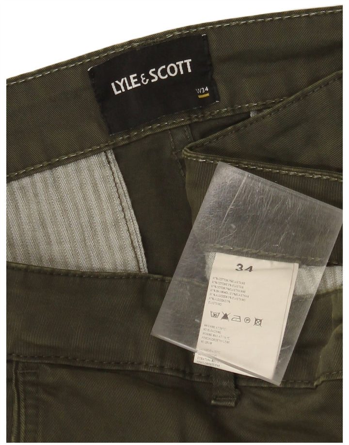 LYLE & SCOTT Mens Slim Cargo Trousers W34 L34 Khaki Cotton