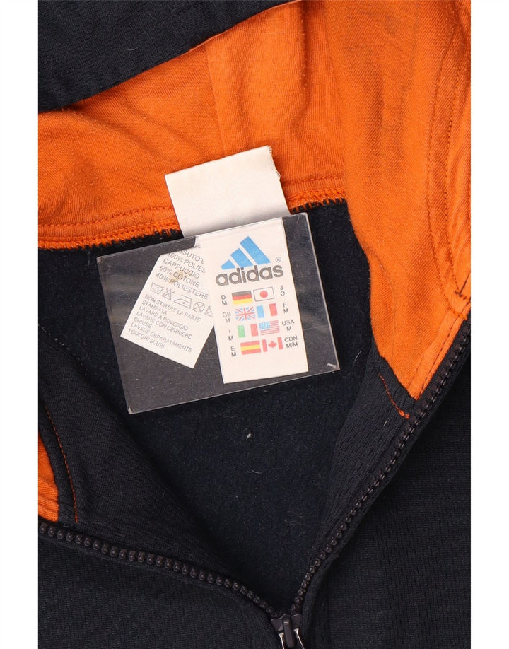 Adidas Mens Zip Neck Hoodie Jumper Medium Navy Blue Polyester
