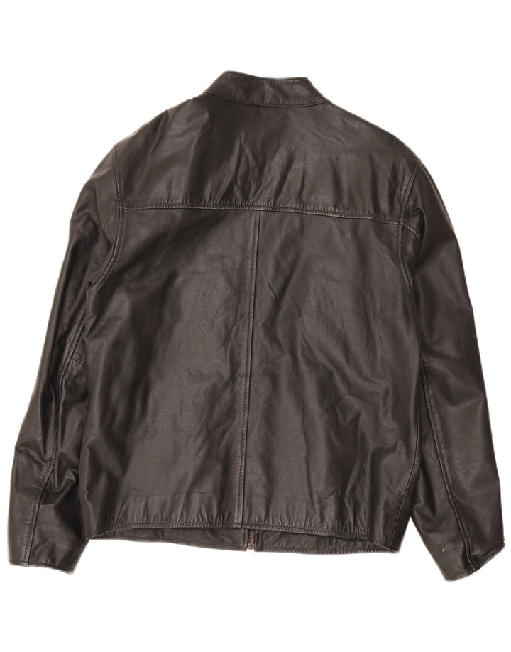Lee Cooper Mens Leather Jacket UK 38 Medium Black Striped