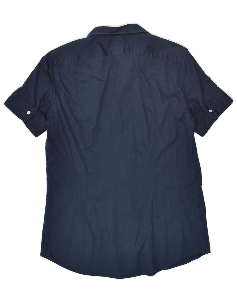RALPH LAUREN Womens Short Sleeve Shirt Size 6 Small Navy Blue Cotton | Vintage Ralph Lauren | Thrift | Second-Hand Ralph Lauren | Used Clothing | Messina Hembry 