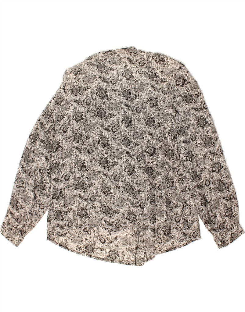 VINTAGE Womens Shirt Blouse UK 14 Large Grey Floral Silk | Vintage Vintage | Thrift | Second-Hand Vintage | Used Clothing | Messina Hembry 