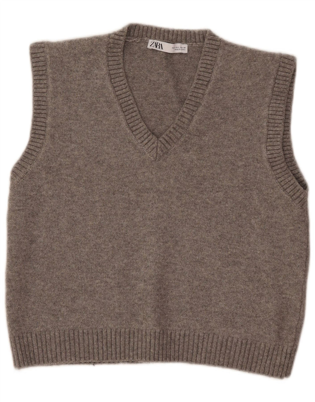 Zara Womens Crop Vest Tank Top UK 14 Large Grey Polyester