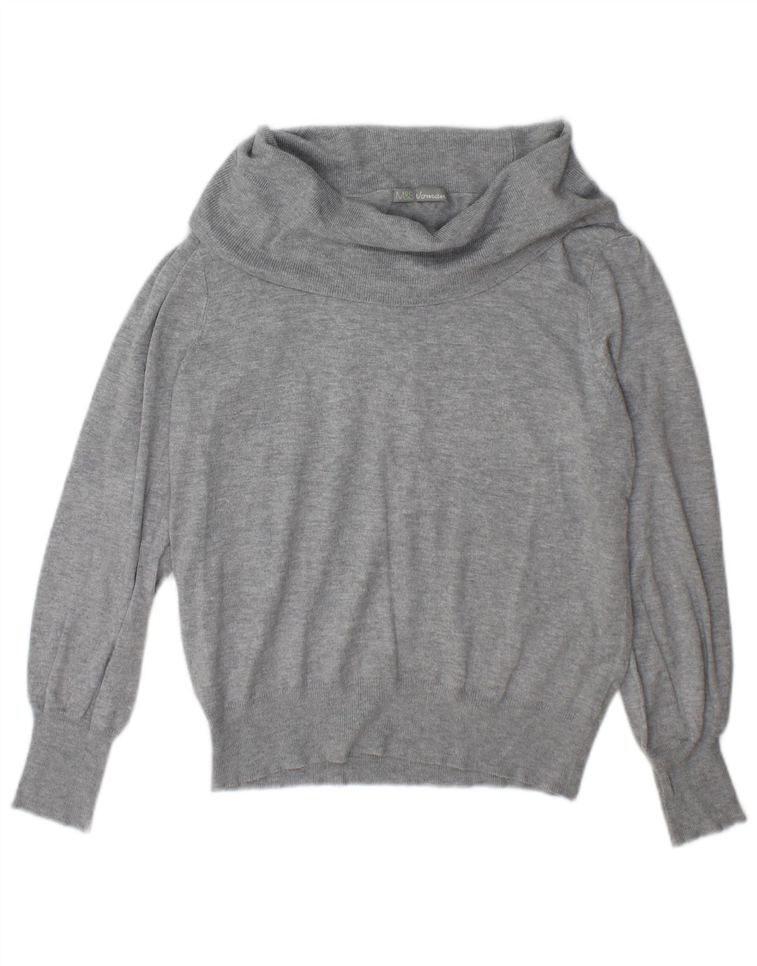 Marks & Spencer Womens Roll Neck Jumper Sweater UK 12 Medium Grey Viscose